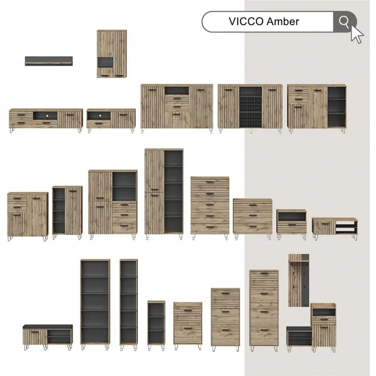 Couchtisch Amber Eiche Wotan 90 x 50 cm Vicco – Bild 9