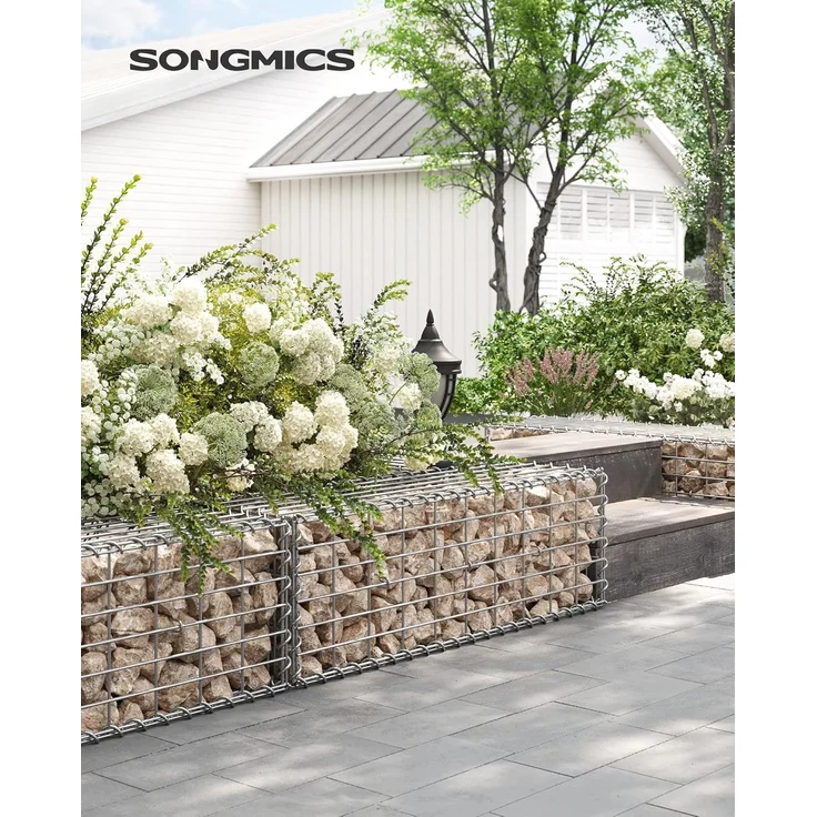 SONGMICS Gabionenkorb, verzinkt, Metall silber, 100 x 30 x 30 cm – Bild 2