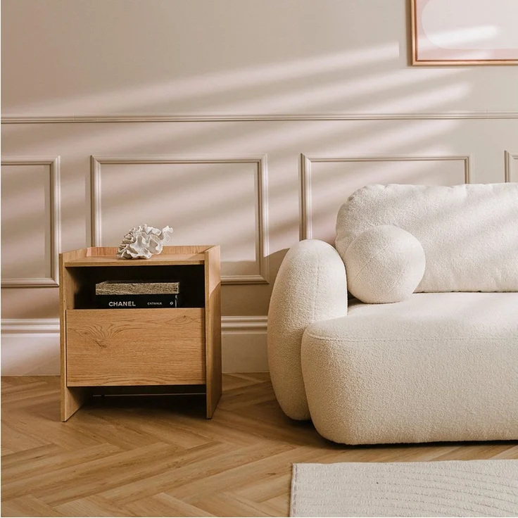 Beautysofa Nachttisch JUNI mit Schublade (Offene Ablagefläche, im Japandi-Stil) – Bild 2