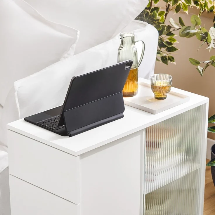 SoBuy FBT141-W Couchtisch, Spanplatte, Melamin, Weiß, 70 x 61 x 35 cm – Bild 4