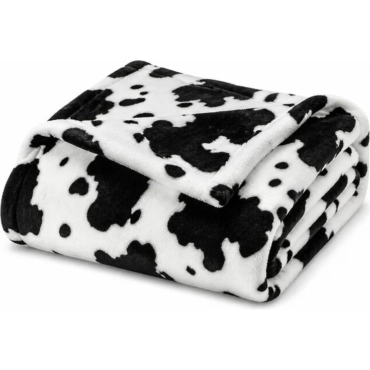 Flanell-Decke mit Kuhflecken-Print Schwarz-Weiß 130 x 150 cm – Bild 1