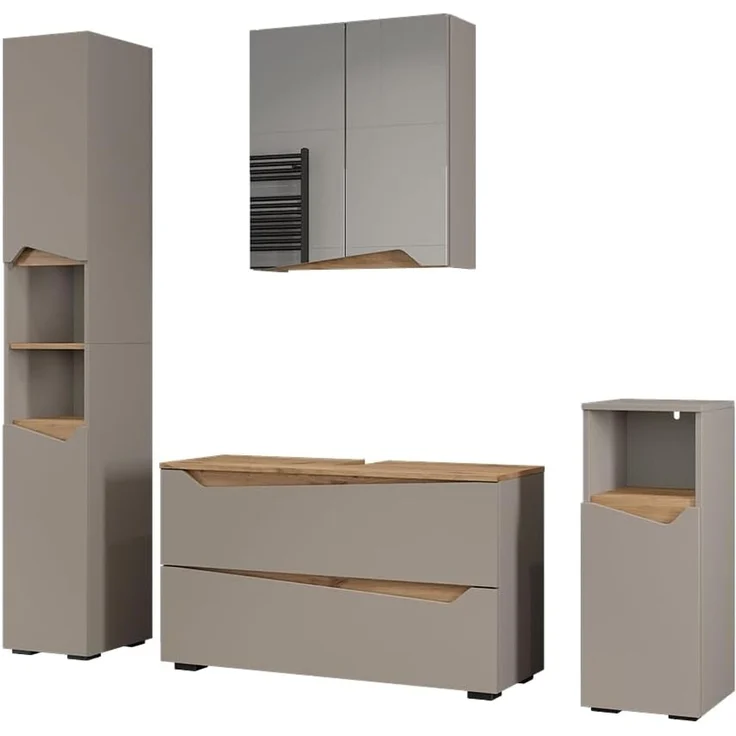 Badmöbel-Set Marelle Greige/Artisan-Eiche 4-teilig Vicco – Bild 1