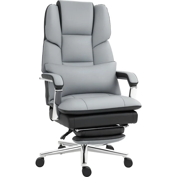 MELAYR, Bürostuhl, ergonomisch, verstellbar, 63x71x123-129cm, Hellgrau/Schwarz, Grau – Bild 1