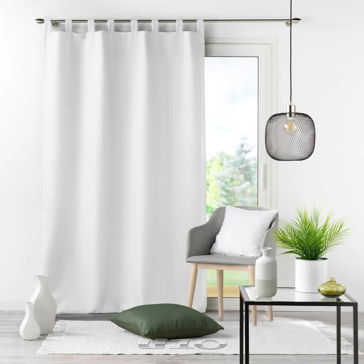 Schlaufen Flächen Vorhang 140x260cm Vorhänge Schal Schlafzimmer blickdicht weiss – Bild 1