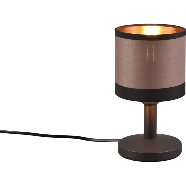 Tischleuchte DAVOS mit Stoffschirm in Taupe/Gold, Touchfunktion, Höhe 22,5cm – Bild 2