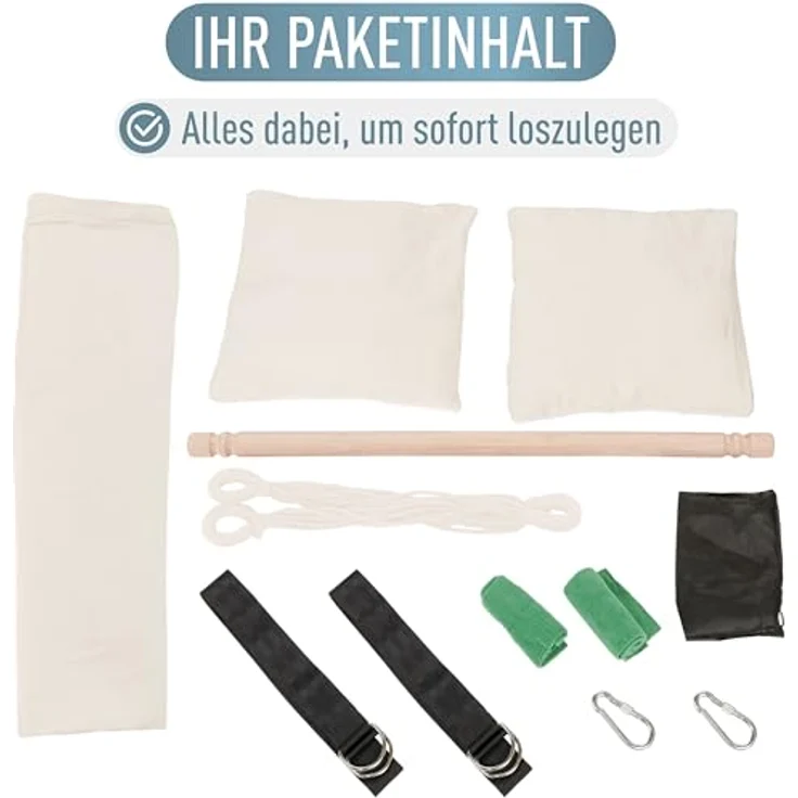 ib style Hängematte Kalea Hängesessel Cappuccino, Hängestuhl mit 2 Kissen und Zubehör - bis 120kg belastbar – Bild 7