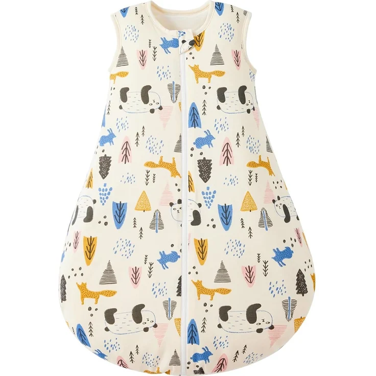 Duomiaomiao Baby-Schlafsack, 1,5 Tog, 100 % Baumwolle, für vier Jahreszeiten, tragbar, atmungsaktiv, bequem – Bild 1