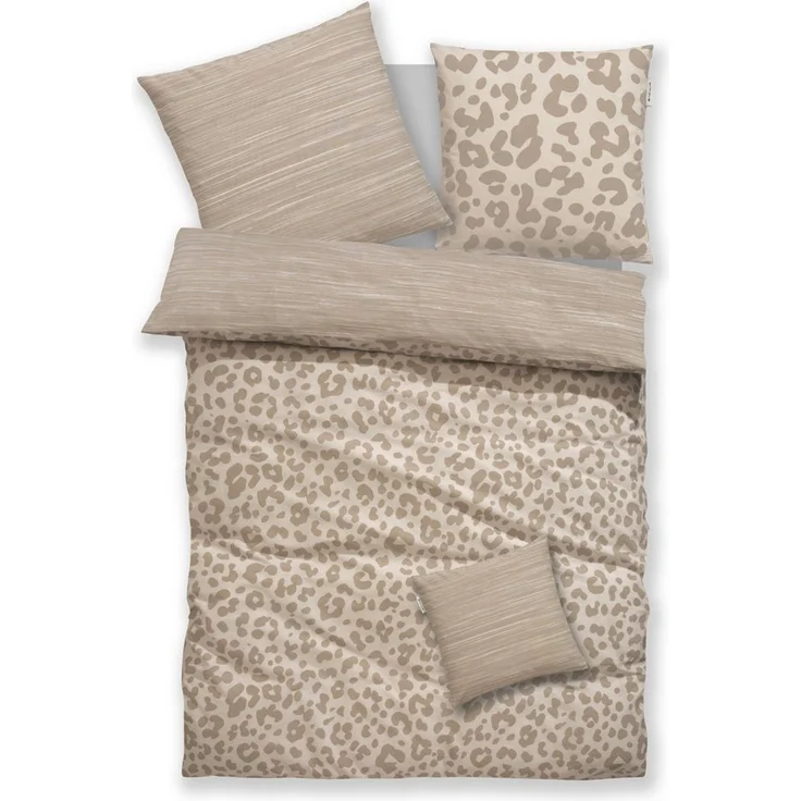 TOM TAILOR HOME Bettwäsche Ellja in Gr. 135x200 oder 155x220 cm, Leo Design, Bettwäsche-Set, Biber, 3 teilig, 100% Baumwolle, Animal Print, Marken-Bettwäsche mit Reißverschluss – Bild 2