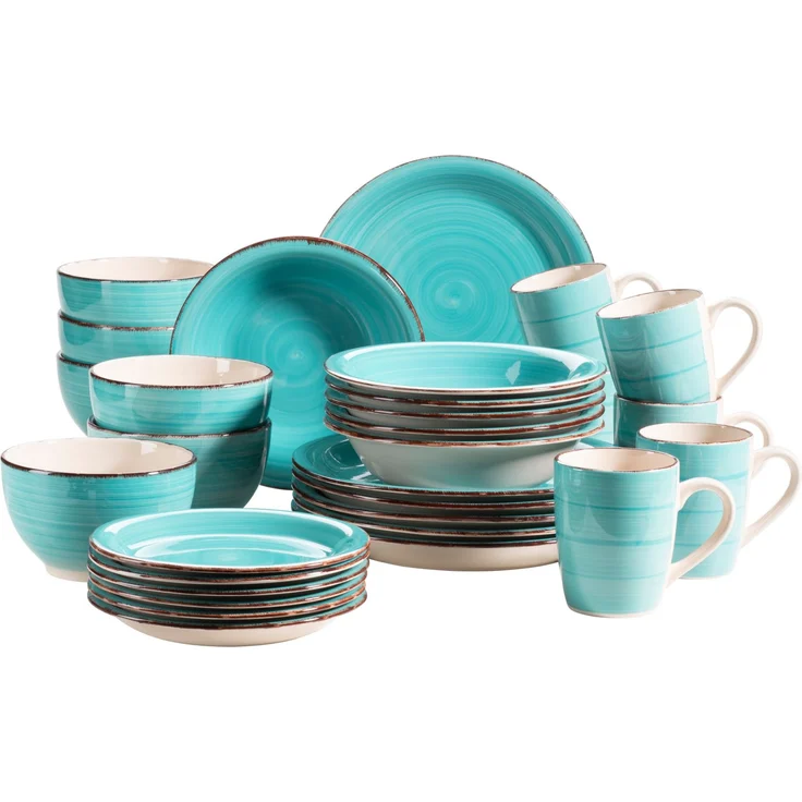 Mäser 931614 Kombiservice Lumaca für 6 Personen, Steingut, türkis (1 Set, 30-teilig) – Bild 1