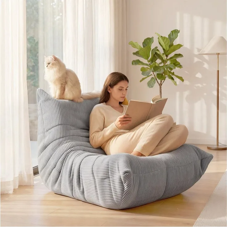 oyajia Sitzsack Relaxsessel Sofa Einzelsofa mit Hochelastischer Schwamm (mit Rückenlehne Einzelsofa), ohne Montage,Bequem & Modern für Wohnzimmer & Schlafzimmer