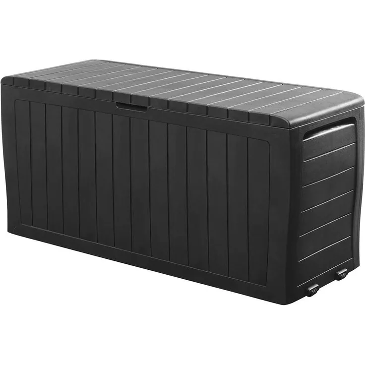 Deuba Auflagenbox, 270L Haltegriffe Rollen Balkon Wohnzimmer Rattan-Optik Anthrazit