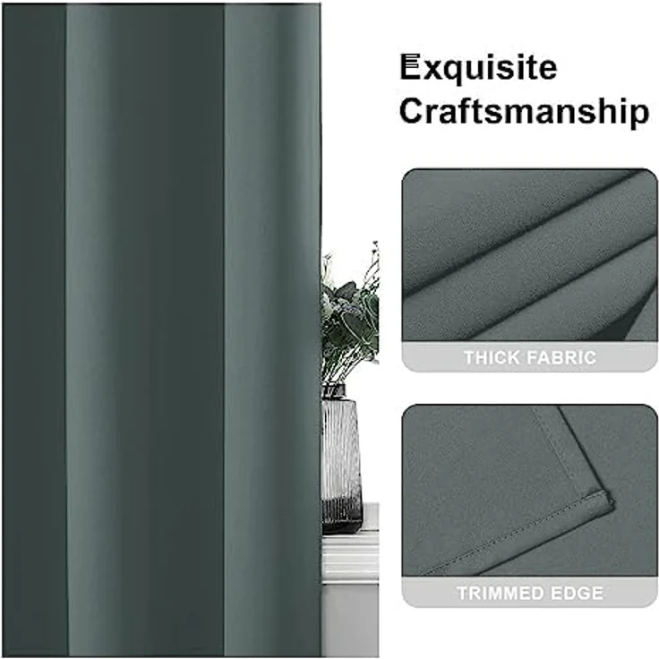 CUCRAF Thermovorhang Kälteschutz Verdunklungsvorhänge 2er Set H245 x B140 cm Gardinen mit Ösen Dunkelgrau Vorhang Blickdicht, Weich und Langlebig Schallschutz Vorhang für Schlafzimmer Wohnzimmer – Bild 7
