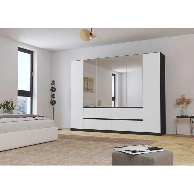 rauch Drehtürenschrank Schrank Garderobe MAINZ Breiten 91/136/181/226/271/315/360, Höhe 210cm (3 verschiedene Ausstattungen BASIC/CLASSIC/PREMIUM (inkl. SOFT-CLOSE) grifflose Front, Außentüren mit Push-to-Open Funktion MADE IN GERMANY – Bild 2