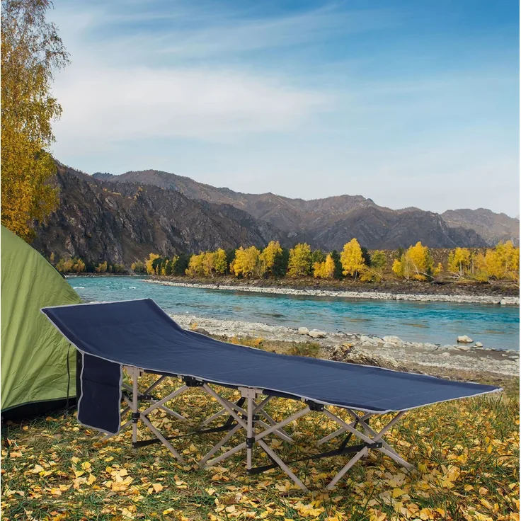 Feldbett mit Oxford-Bezug, klappbar mit Tragetasche, 190x68x52 cm, Blau