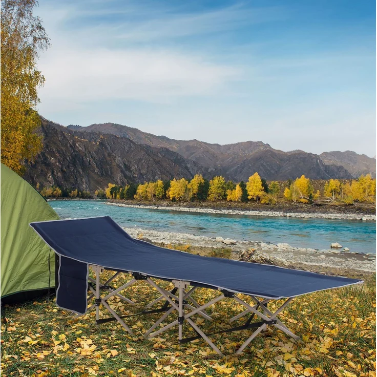 Feldbett mit Oxford-Bezug, klappbar mit Tragetasche, 190x68x52 cm, Blau – Bild 1