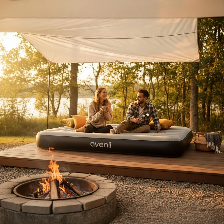 AVENLI Luftmatratze Luftbett 2 Personen Camping Gästebett 191x137x25cm bis 300kg – Bild 2