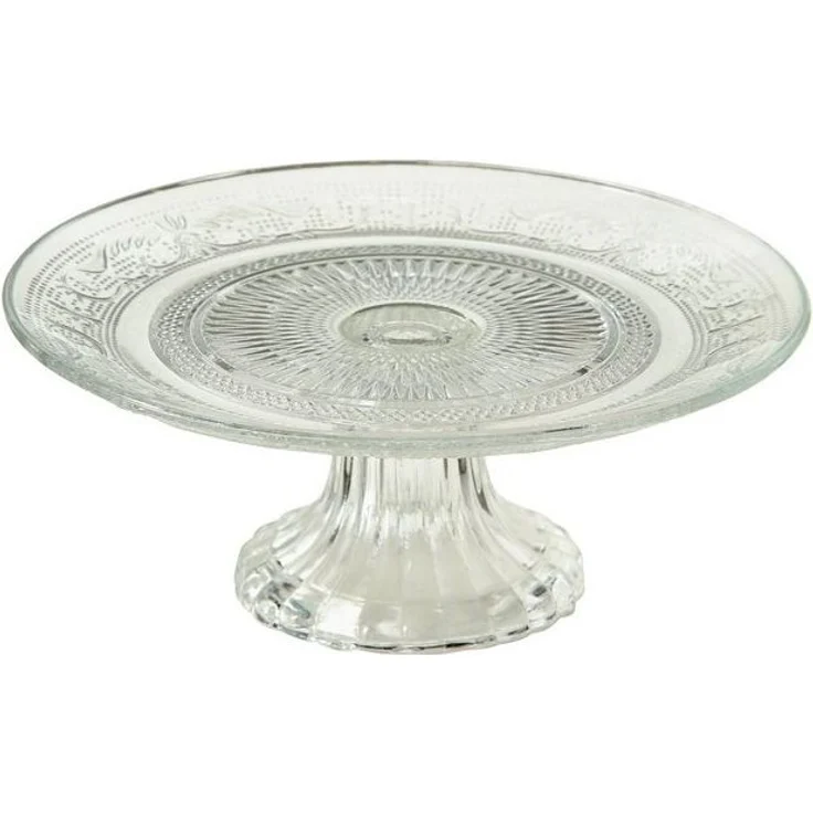 BOLTZE GRUPPE GmbH Tortenplatte Tortenplatte Servierplatte Relief D18cm Glas klar, Glas – Bild 2