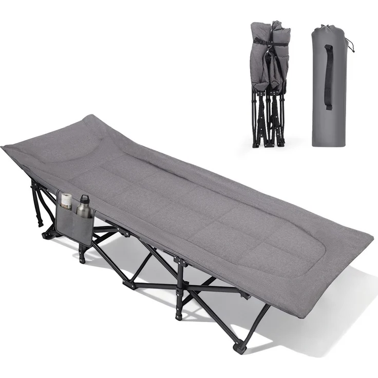 Sekey Feldbett Klappbar Gartenliege mit Matratze Campingbett bis 200 kg, Gästebett Faltbar Campingliege – Bild 1