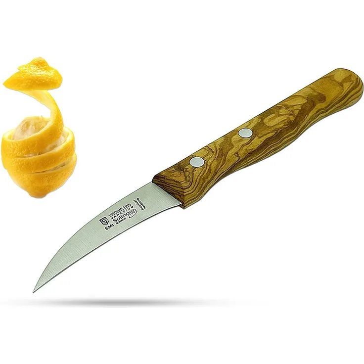 SMI Obstmesser Schälmesser gebogen Solingen Gemüsemesser Olivenholz Küchenmesser