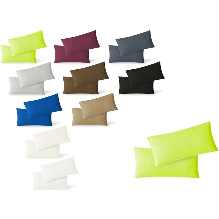 Jersey Kissenbezug, 2er Set, Baumwolle, Apfelgrün, 40x80 cm – Bild 1