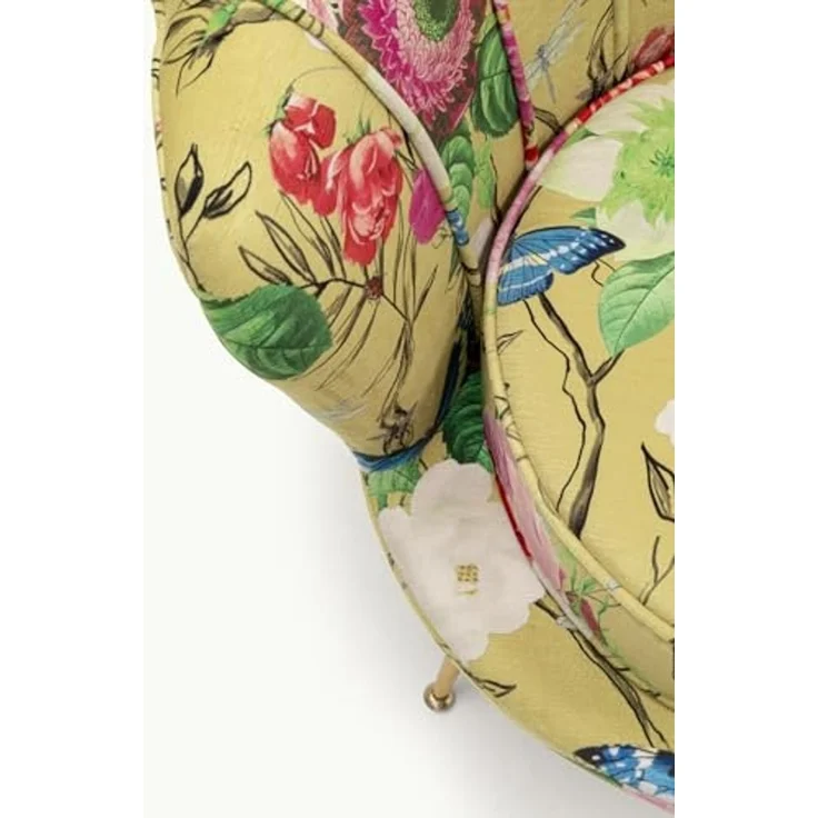 Kare Design Sessel Lily Gold Flower Fever, Gelb, 77 x 85 x 78 cm, Relaxsessel, Blumenmotiv, Samtoptik, Wohnzimmer – Bild 5
