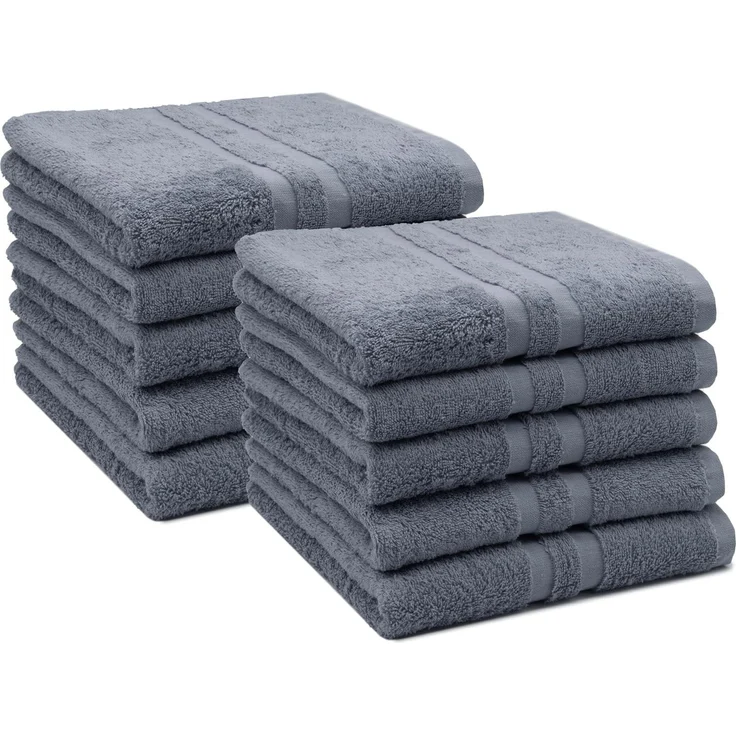 ZOLLNER 10er Set Handtücher, 50x100 cm, 100% Baumwolle, grau – Bild 1