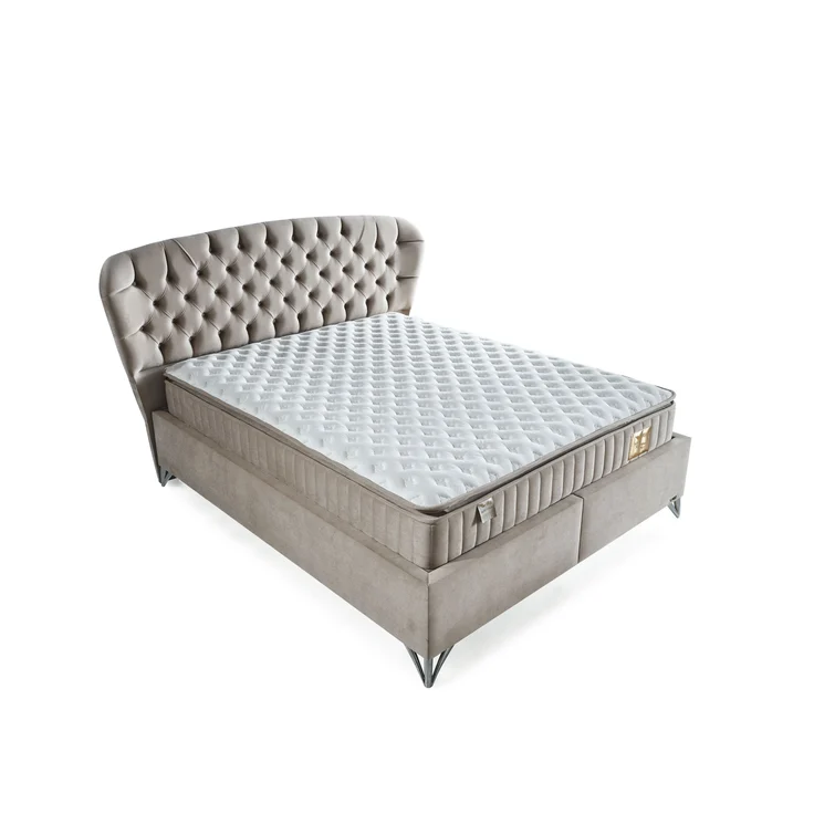 Schlafzimmer-Set "Bellana" – Bett mit Bettkasten und Matratze , Nachttisch, Kommode, Bettbank-Hellgrau – Bild 8