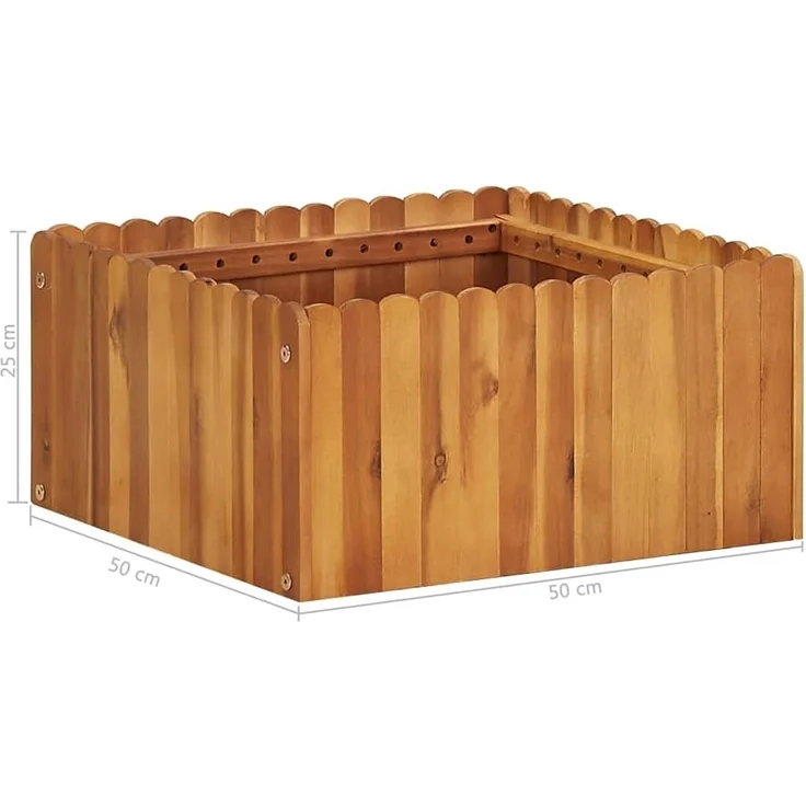 DELUKE® Hochbeet aus Holz JONA 50x50x25cm, Akazienholz Hochbeet für Garten Hochbeet Holz Gartenbeet hoch Kräuterbeet xxl Blumenbeet Gemüsebeet groß Garten – Bild 2