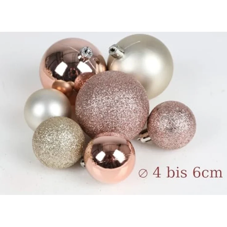 Weihnachtsbaumkugeln 4-6cm 30-teiliges Set Baumschmuck Christbaumkugeln beige – Bild 3