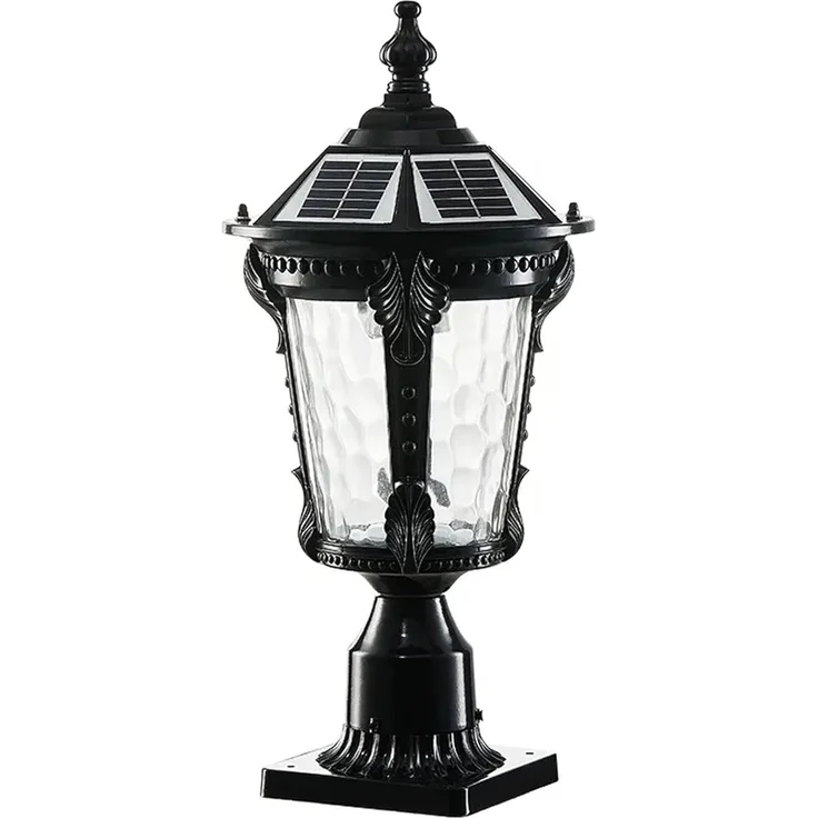 Arnusa LED Solarleuchte Sockelleuchte schwarz Außenleuchte Solarlampe Gartenleuchte kabellos, LED fest integriert, warmweiß, kaltweiß, Aluminium und Glas mit Fernbedienung dimmbar – Bild 1