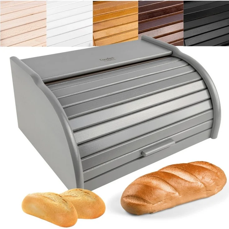 Creative Home Brotkasten Holz 38 x 28,5 x 17,5 cm Brotkiste mit Rolldeckel Brotbox – Bild 1