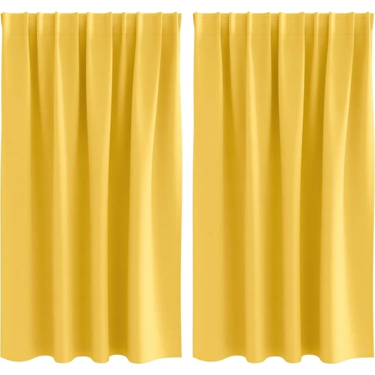 vidaXL Verdunkelungs-Vorhänge mit Ringen 2 stk. Senfgelb 140 x 140 cm 4107503 – Bild 2