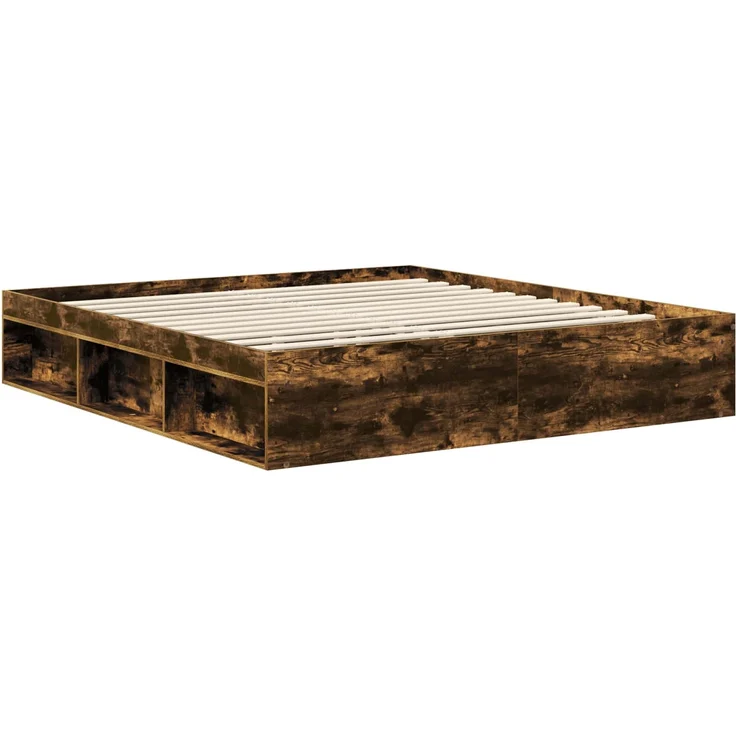 vidaXL Bettrahmen Geräucherte Eiche 180 x 200 cm Massives Kiefernholz 3412866 – Bild 4