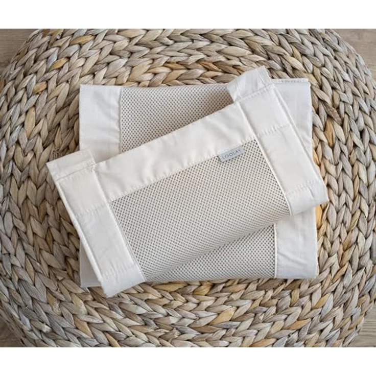 LOOLAY Bettumrandung babybett 60x120 cm – 2 teiliges 110x30 cm Set – Atmungsaktiver 5 mm Netzstoff – Babybett Umrandung mit starkem Klettverschluss – Sicherer gitterbett umrandung (Beige) – Bild 3