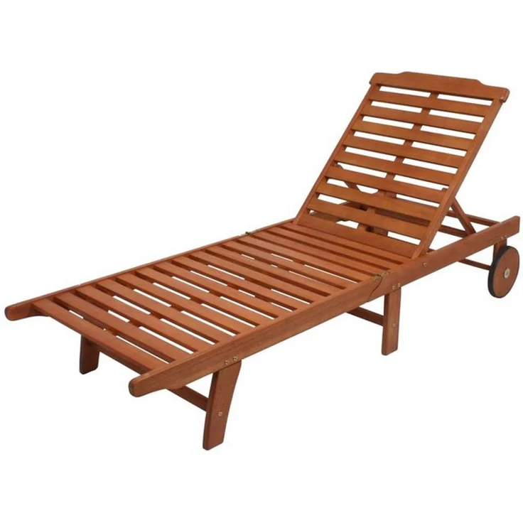 Sonnenliege Palm Springs aus Eukalyptus FSC 100%, klappbar, mit 2 Rädern – Bild 4