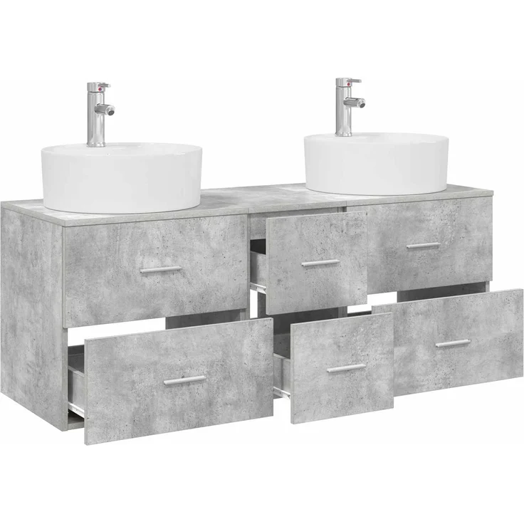 vidaXL Badezimmerschrank-Set 3 stk. Betongrau 129 x 44,5 x 82 cm 3405886 – Bild 3