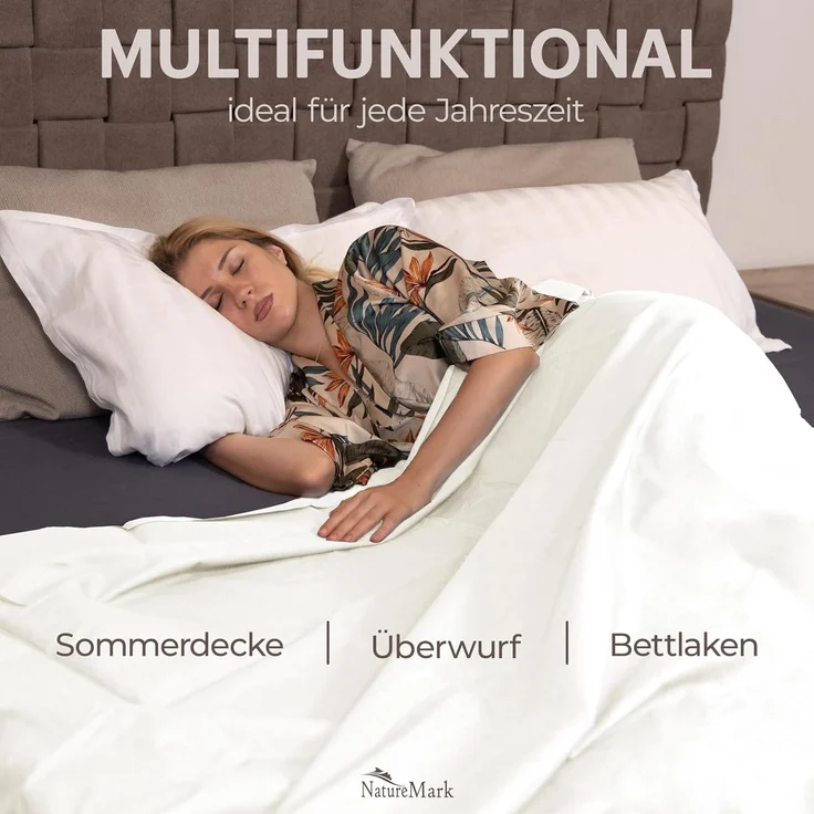 GREEN MARK Textilien Klassische Bettlaken | Betttuch | Laken | Leintuch | Haustuch 100% Baumwolle ohne Gummizug vielen Größen und Farben Größe: 180x275 cm, Natur/Creme – Bild 6
