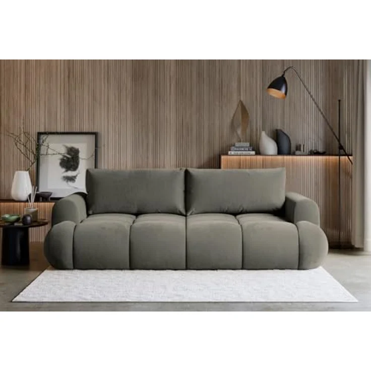Selsey 3-Sitzer Sofa mit Schlaffunktion Schlafsofa Dunkelbeige Cord 135x200 cm Integrierter Bettkasten – Wasserabweisend & Abriebfest Polnisches Design Komfortable Wellenfederung & Schaumstoff – Bild 2