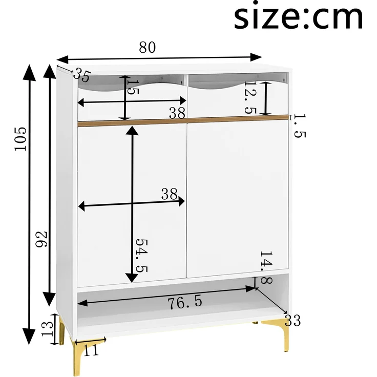 Schuhschrank mit LED-Lichtleiste, MDF/Spanplatte, 80x35x105 cm, Weiß mit Acrylfront & Metallgestell – Bild 10