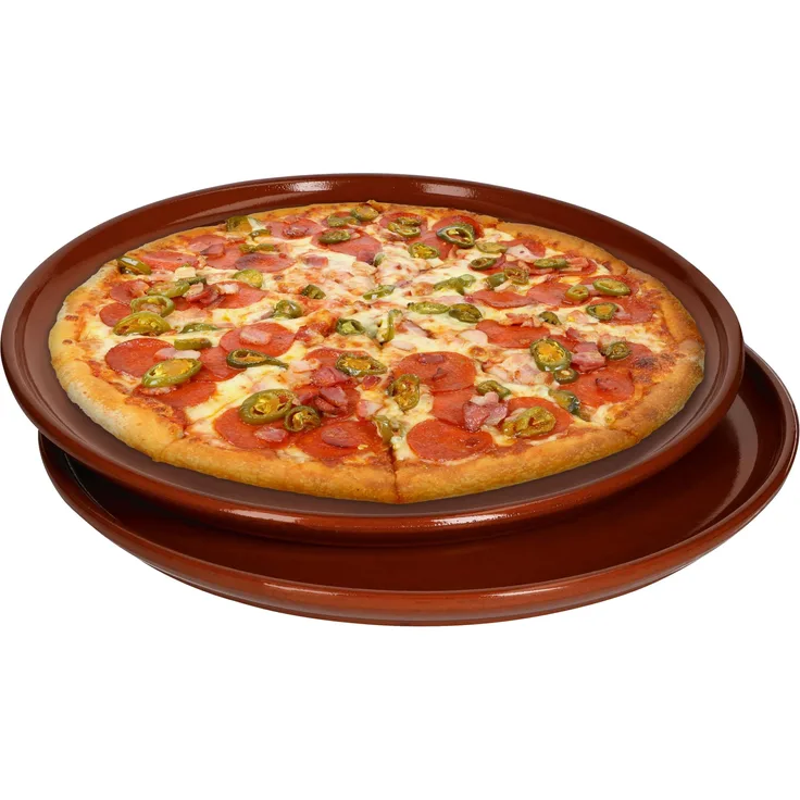 Pizzateller Tonware 2er Set 2,5xØ32cm Mediterran Glasiert Unikat Handarbeit Antik/Vintage Wikinger