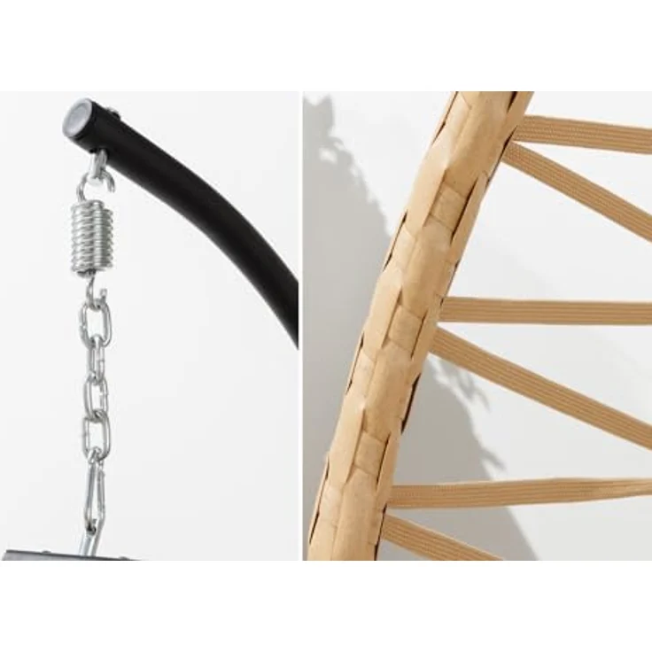 riess-ambiente Hängesessel IBIZA natur-beige / anthrazit (Einzelartikel, 1-St), Outdoor · Stahl · Gartenmöbel · zusammenklappbar · Polyrattan · Balkon – Bild 8
