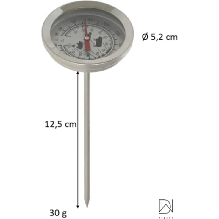 Vielseitiges, hochwertiges Fleischthermometer aus Edelstahl mit klarer Skala – Bild 5