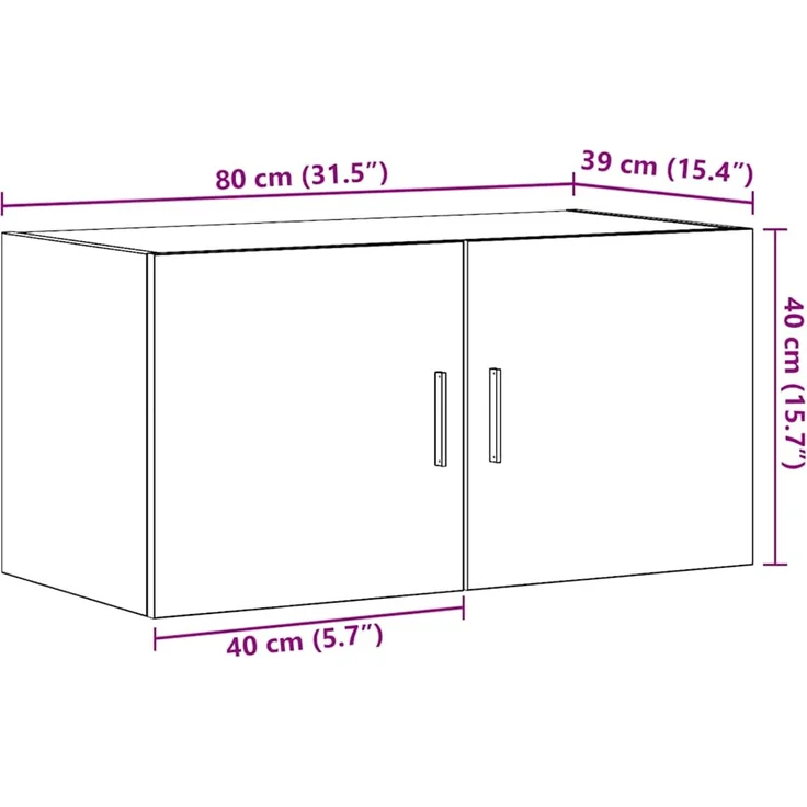 vidaXL Wandschrank Schwarz Eichen-Optik 80x39x40 cm Holzwerkstoff 862012 – Bild 11