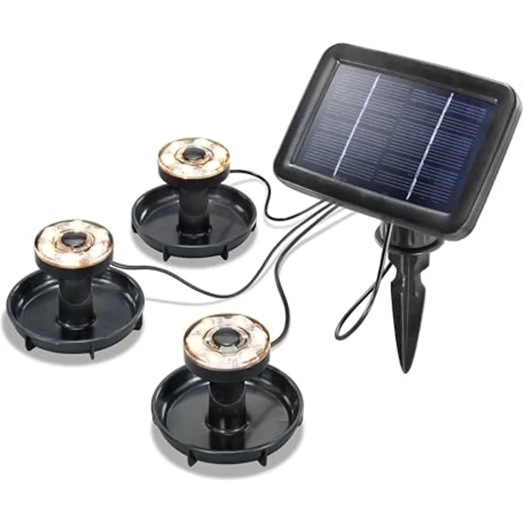 esotec Gartenstrahler 3er Set Solar Unterwasserleuchten Splash 3000K warmweiß 20lm 102149, LED fest integriert