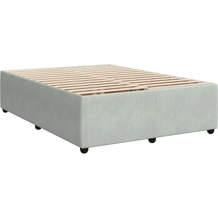 vidaXL Boxspringbett mit Matratze Hellgrau 140x200 cm Samt 3290070 – Bild 9