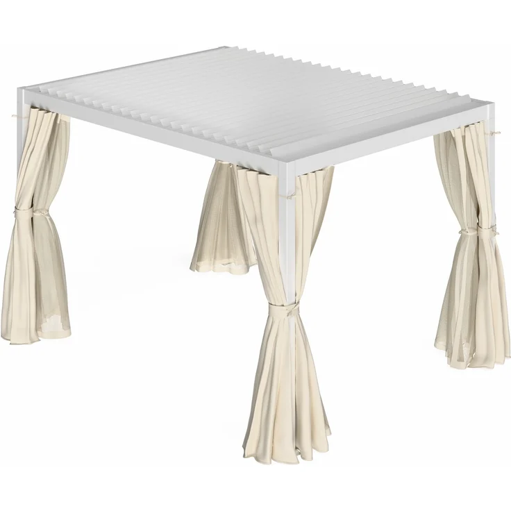 Blumfeldt Pergola 3x4 m - Verstellbares Lamellendach, Wasserdicht & Winterfest, Inkl. Vorhänge & Moskitonetze, UV-Schutz, Aluminium-Rahmen, Weiß – Bild 2