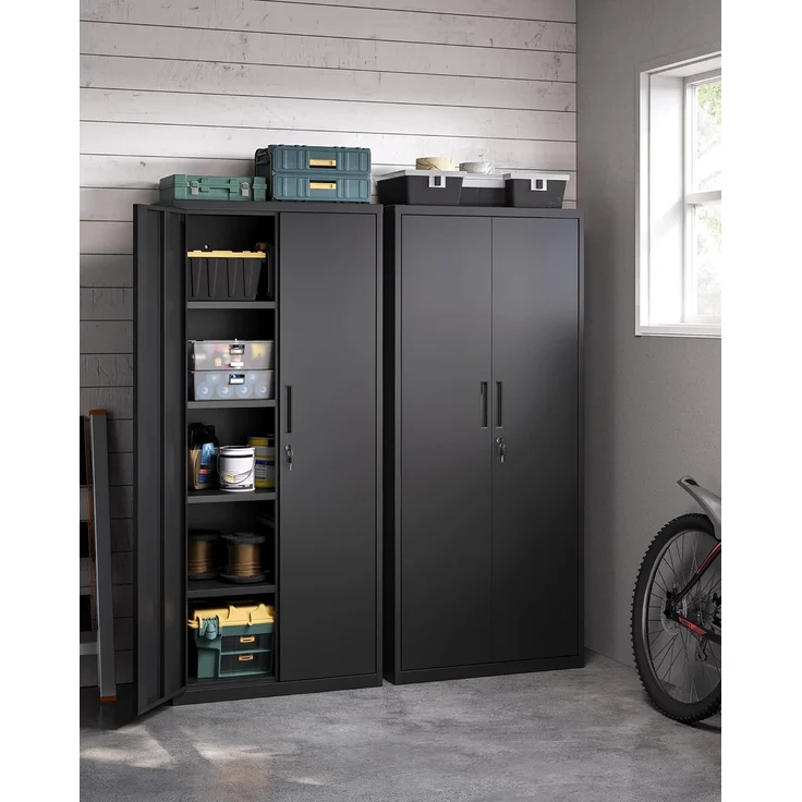 Songmics Aktenschrank mit 5 Ebenen, Stahl schwarz, 80 x 40 x 180 cm – Bild 3
