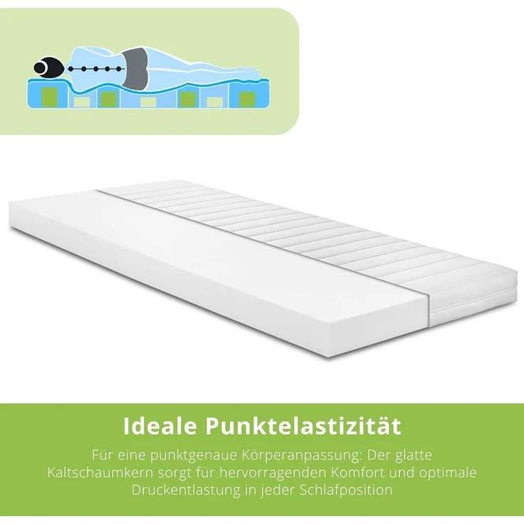 Kaltschaummatratze Comfort Line KS, 90x200 cm, 140x200 cm und weitere Größen, Bodyprotect, 10 cm hoch, punktelastisch, in verschiedenen Härtegraden – Bild 2