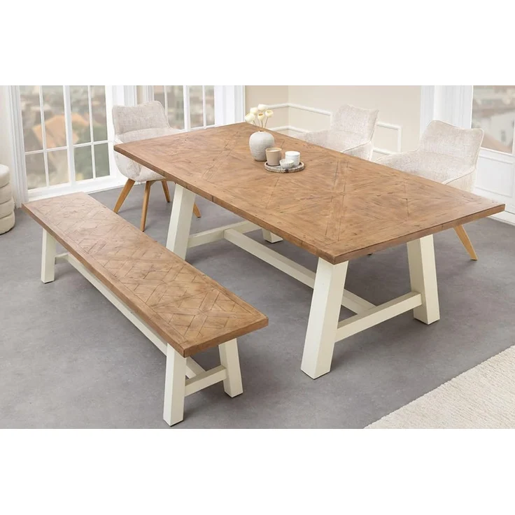 riess-ambiente Esstisch HAMPTONS 200cm hellbraun/creme - Pinienholz, 8 Sitzplätze, rechteckig (Einzelartikel, 1-St), Massivholz-Esstisch - ideal für Landhaus-Küchen, Wohn- und Esszimmer – Bild 2
