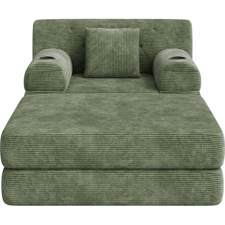 ZUBALIYA Schlafsofa 162x81 cm, mit Stauraum, mit Samtbezug, mit Cordbezug, mit Knopfheftung, mit breiten Armlehnen, Grün – Bild 9